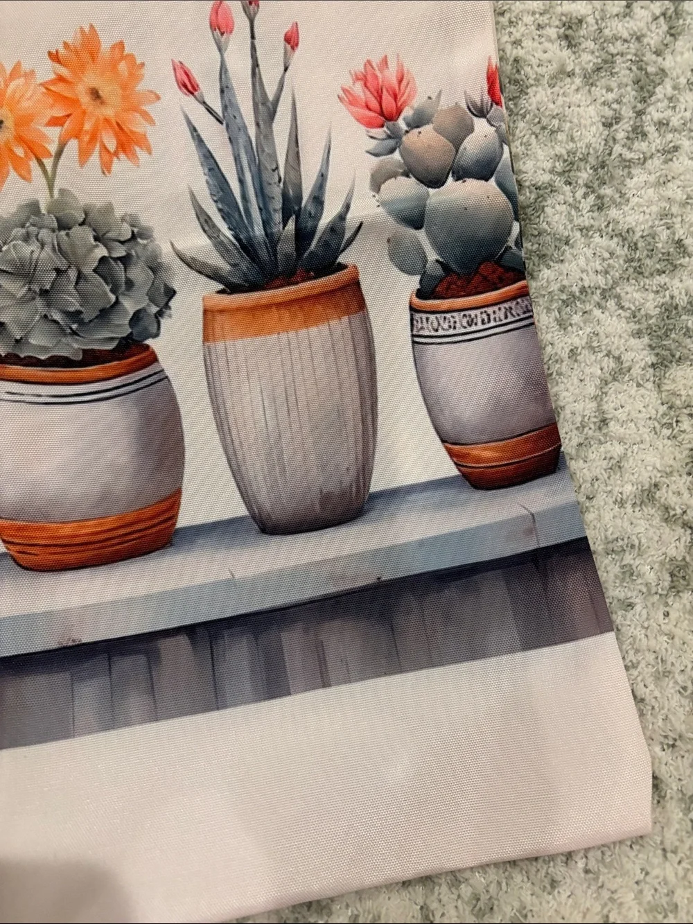 Southwest Desert Botanical Potted Cactus Succulent Poly Canvas Tote Bag NWT